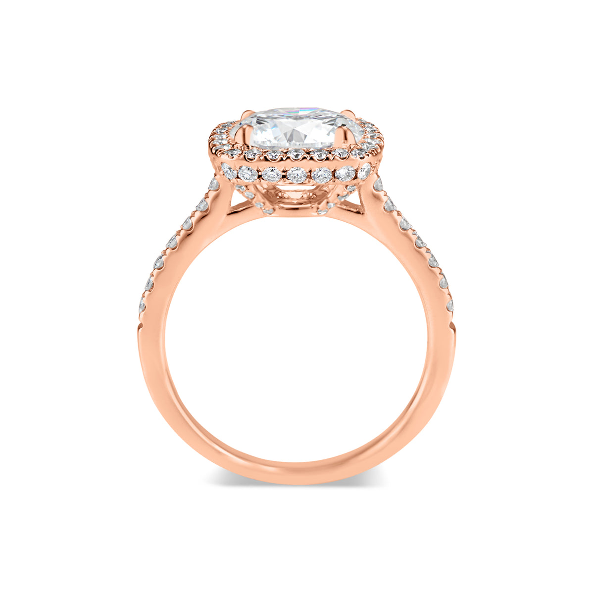 Cushion Halo Diamond Engagement Ring with Hidden Halo  -18k weighting 4.41GR  - 78 round diamonds totaling 0.61 carats