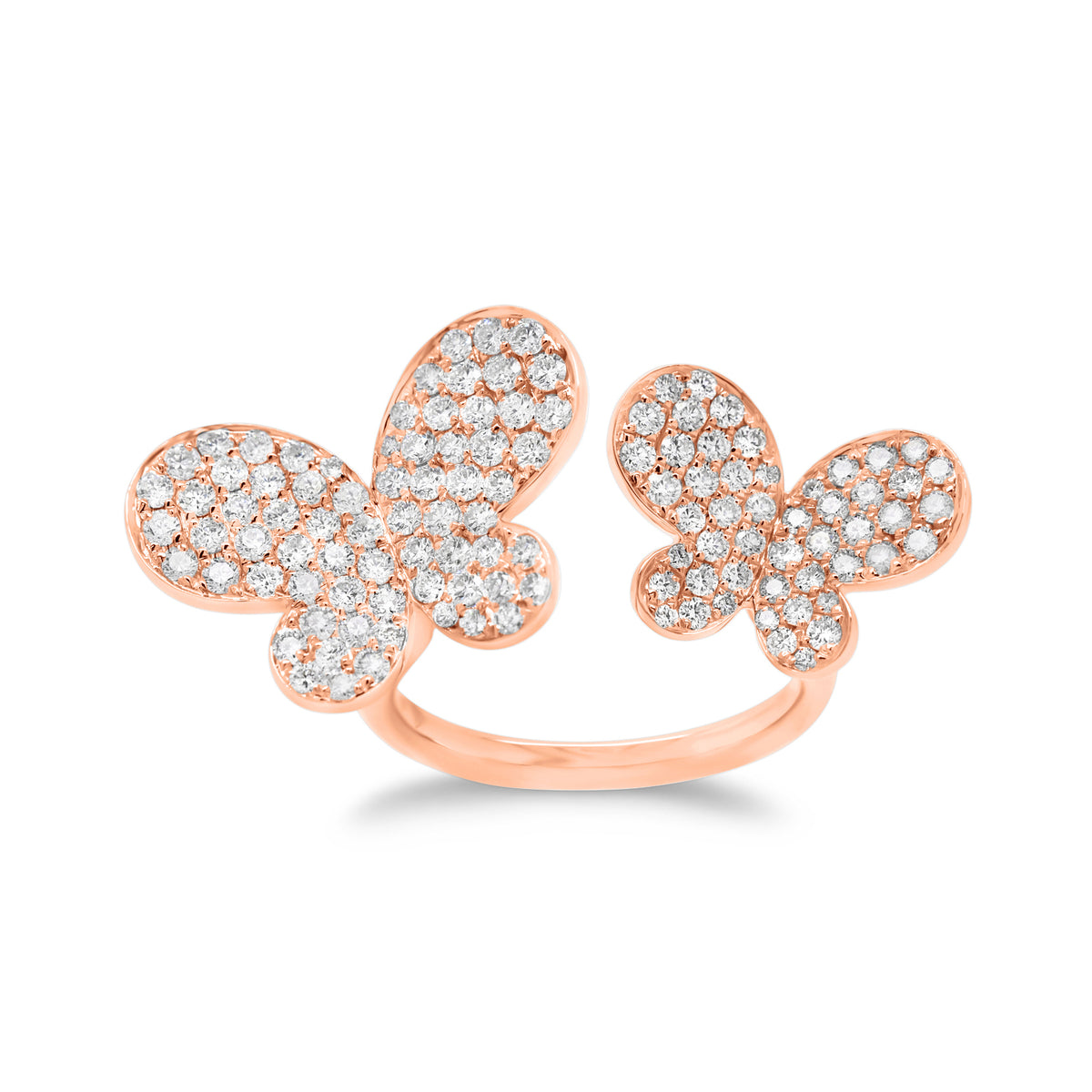 Diamond Two-Tone Butterflies Ring  - 18K gold weighing 5.26 grams  - 120 round diamonds totaling 1.49 carats