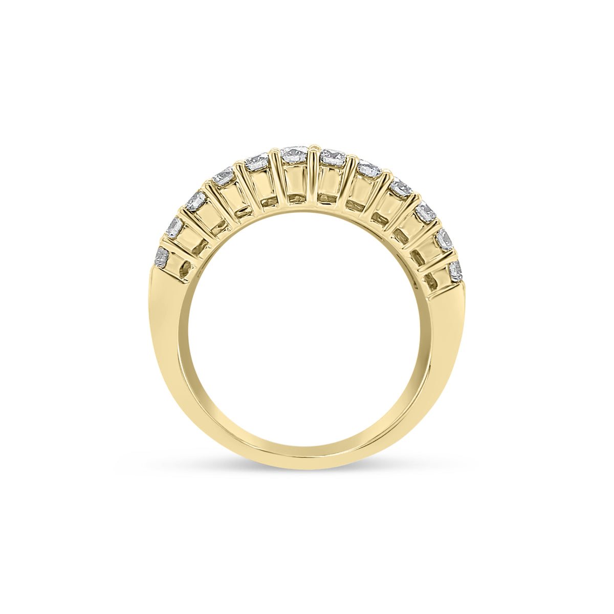 Baguette & Round Diamond Wedding Band   -18K gold weighing 9.73 grams   -15 slim baguettes totaling 1.52 carats   -24 round diamonds totaling 1.31 carats