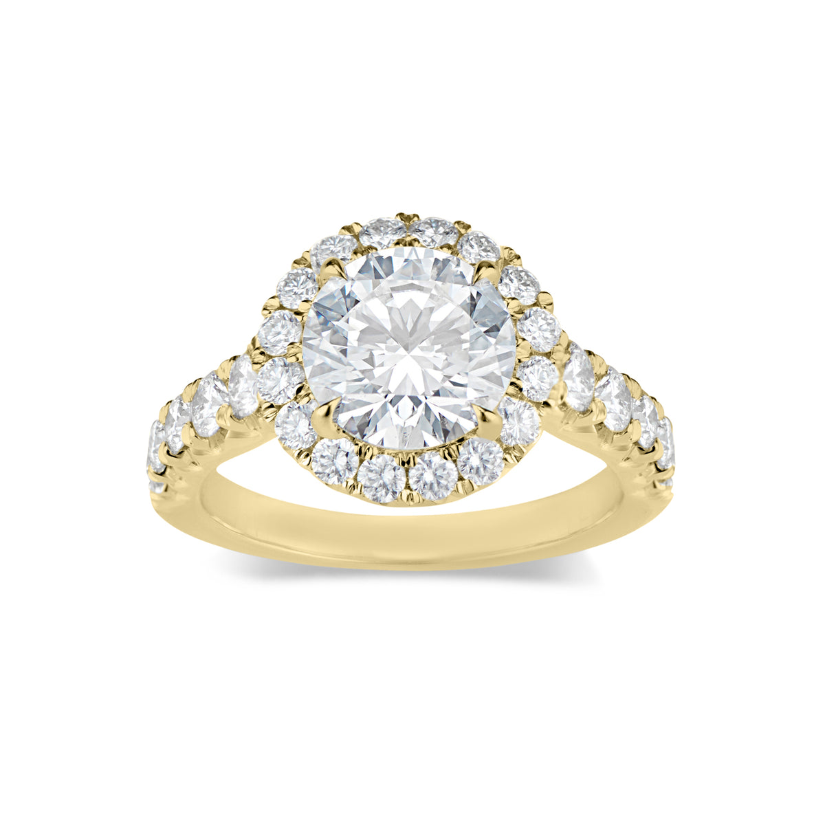 Round Diamond Halo Engagement Ring  -18K weighting 5.30 GR  - 46 round diamonds totaling 1.22 carats