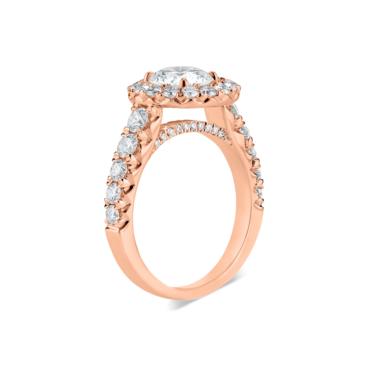 Round Diamond Halo Engagement Ring  -18K weighting 5.30 GR  - 46 round diamonds totaling 1.22 carats