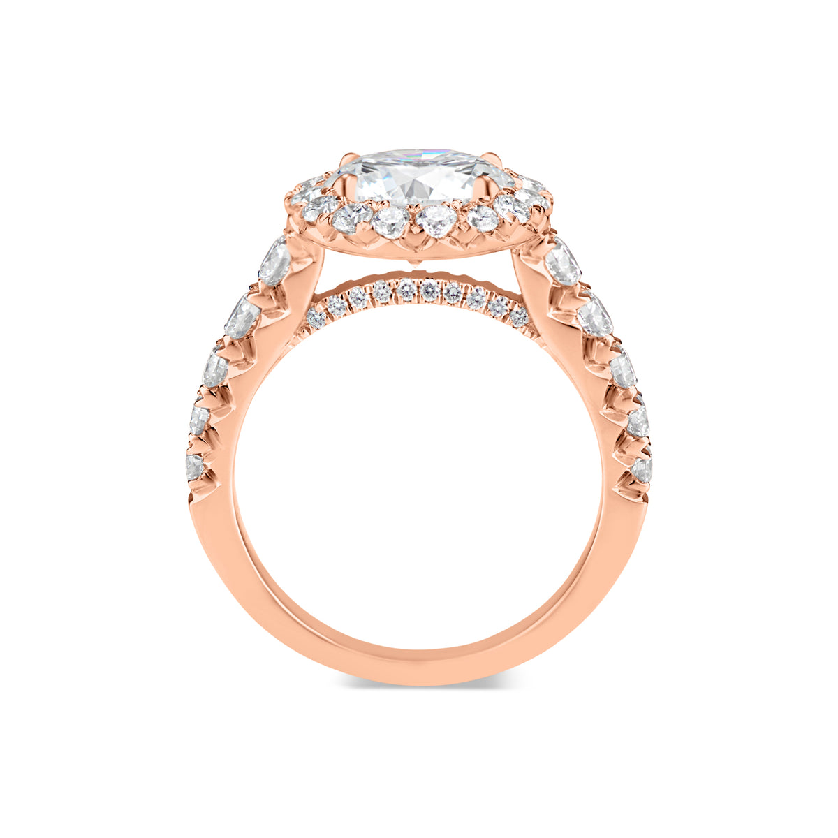 Round Diamond Halo Engagement Ring  -18K weighting 5.30 GR  - 46 round diamonds totaling 1.22 carats