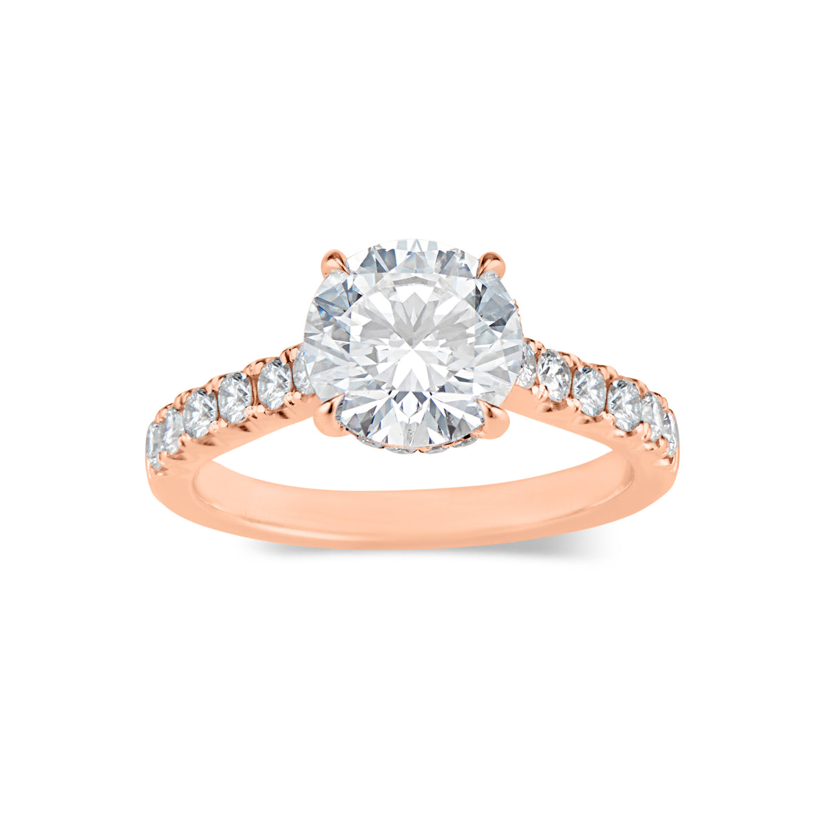 Round Diamond Engagement Ring  -18 K weighting 3.87 GR - 44 round diamonds totaling 0.55 carats