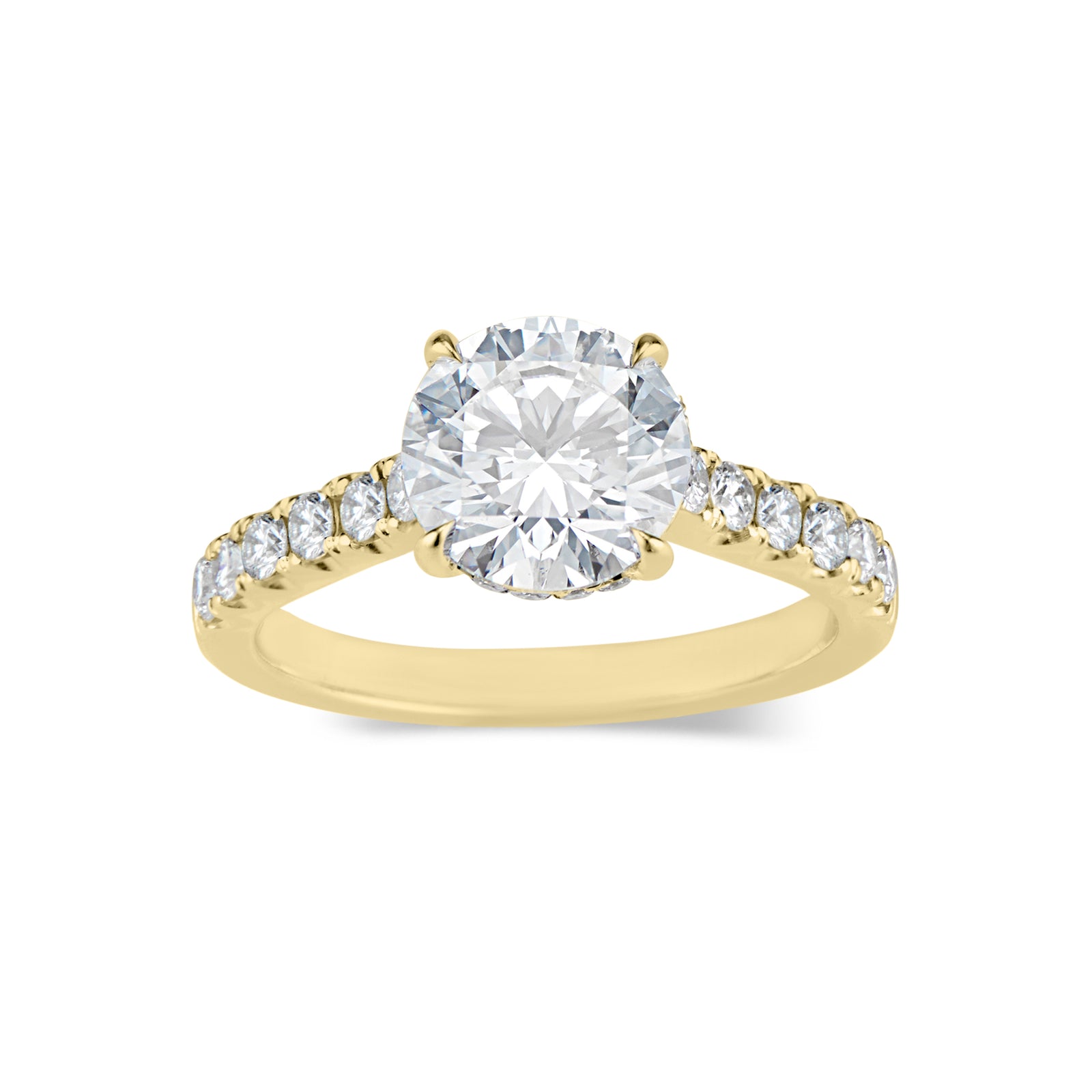 Round Diamond Engagement Ring  -18 K weighting 3.87 GR - 44 round diamonds totaling 0.55 carats