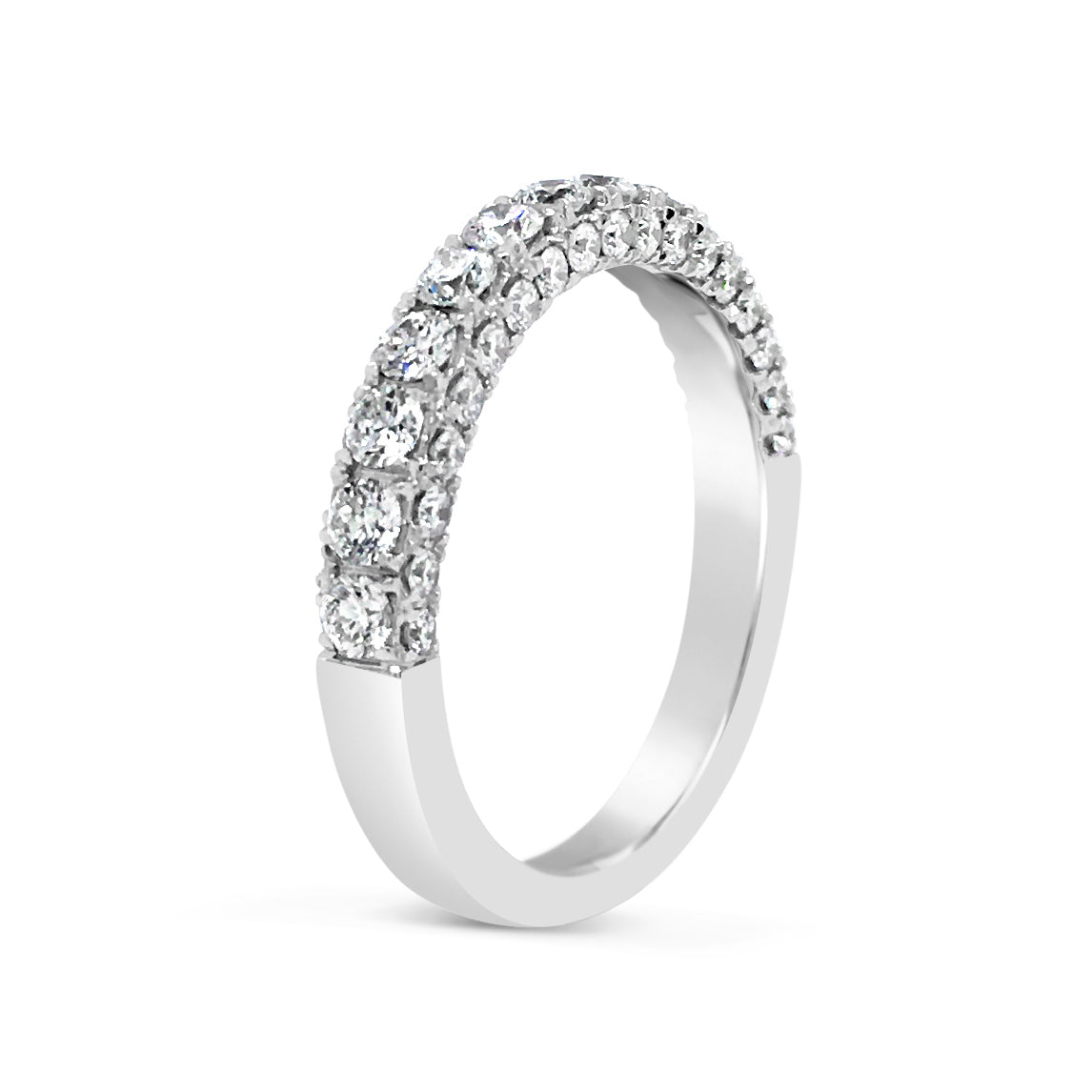 Single Row Diamond Four Prong-Set Diamond Wedding Band -18k gold weighing 3.78 grams  -49 round diamonds weighing 1.10 diamonds