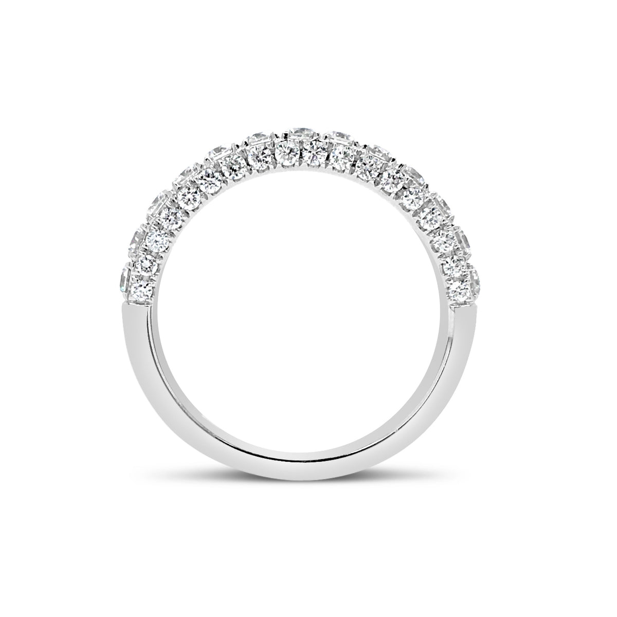 Single Row Diamond Four Prong-Set Diamond Wedding Band -18k gold weighing 3.78 grams  -49 round diamonds weighing 1.10 diamonds