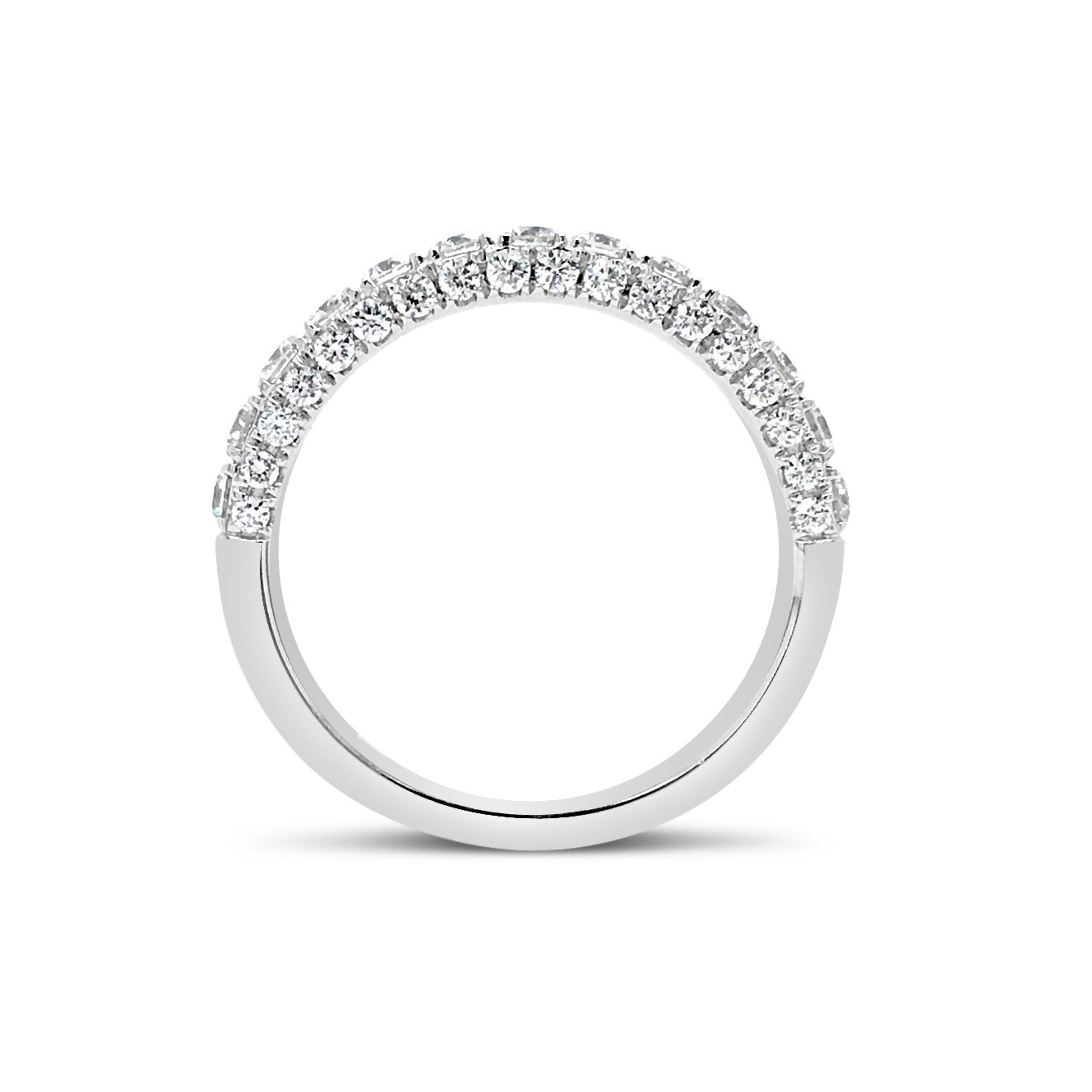 Single Row Diamond Four Prong-Set Diamond Wedding Band -18k gold weighing 3.78 grams  -49 round diamonds weighing 1.10 diamonds