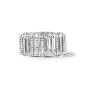 Diamond Cut-out Ring  - 14k gold weighting 4.70 grams.  - 0.31 carats of round four prong-set diamonds. 