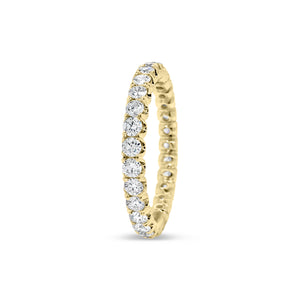 Four Prong-Set Diamond Eternity Wedding Band  -18k gold weighing 2.04 grams  -29 round diamonds weighing 1.11 carats