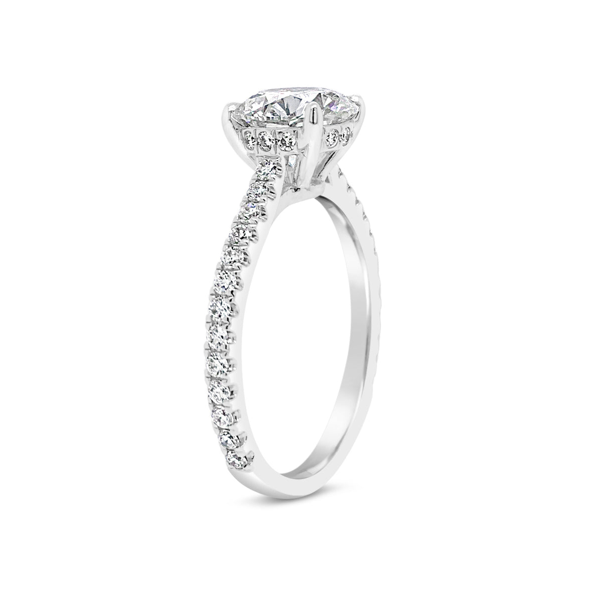 Classic Round Diamond Engagement Ring with Diamond Basket - 38 round diamonds totaling 0.39 carats  GIA graded F - G color, VS2 - SI1 clarity