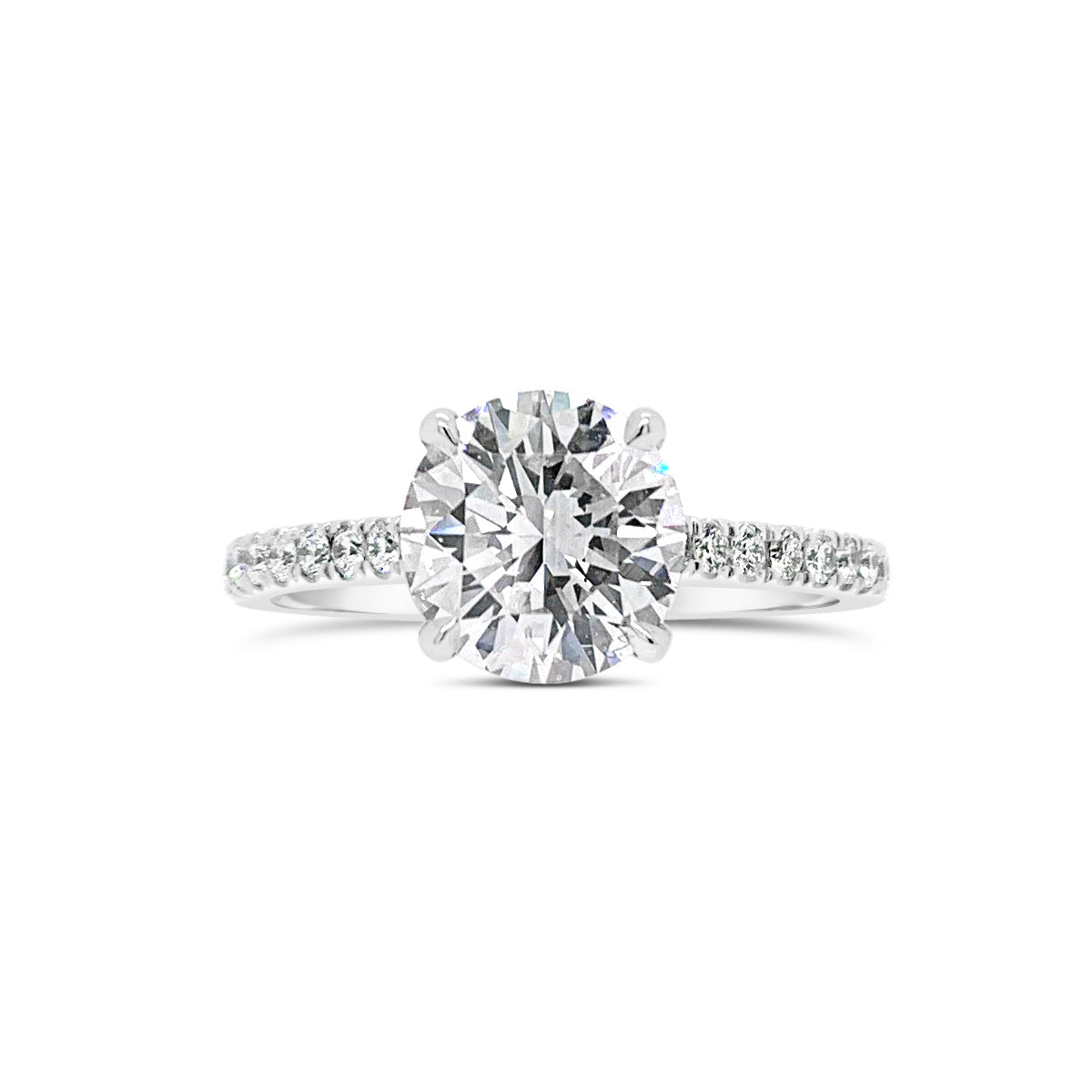 Classic Round Diamond Engagement Ring with Diamond Basket - 38 round diamonds totaling 0.39 carats  GIA graded F - G color, VS2 - SI1 clarity