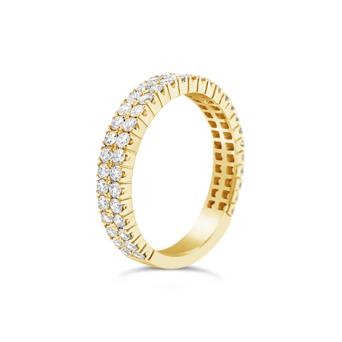 Double-Row Diamond Wedding Band -18k yellow gold weighing 3.37 grams -58 round diamonds weighing .92 carats