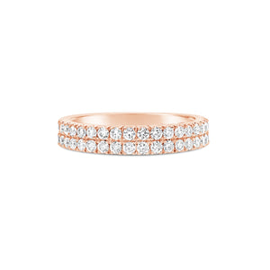 Double-Row Diamond Wedding Band -18k rose gold weighing 3.37 grams -58 round diamonds weighing .92 carats