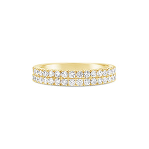 Double-Row Diamond Wedding Band -18k yellow gold weighing 3.37 grams -58 round diamonds weighing .92 carats