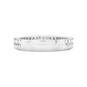Double-Row Diamond Wedding Band -18k white gold weighing 3.37 grams -58 round diamonds weighing .92 carats
