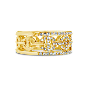 Diamond Anchor Chain Band  - 14K gold weighing 5.91 grams  - 0.59 total carat weight