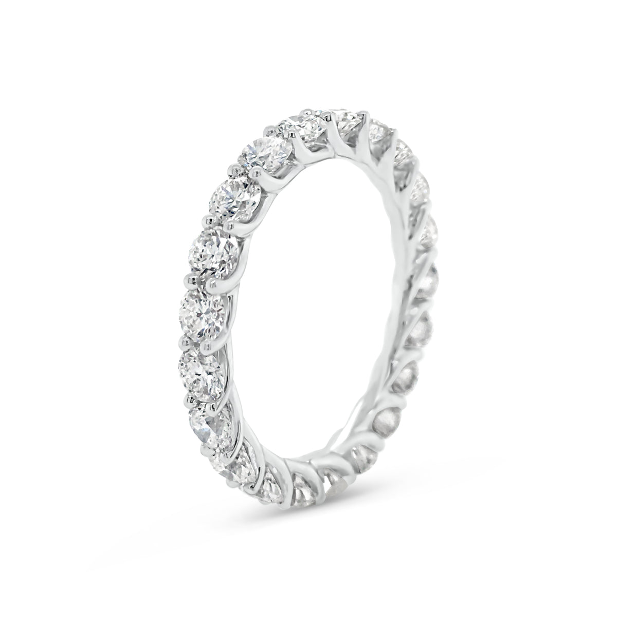 Shared Prong-Set Diamond Eternity Band -18k white gold weighing 1.94 grams -21 round diamonds weighing 2.05 grams