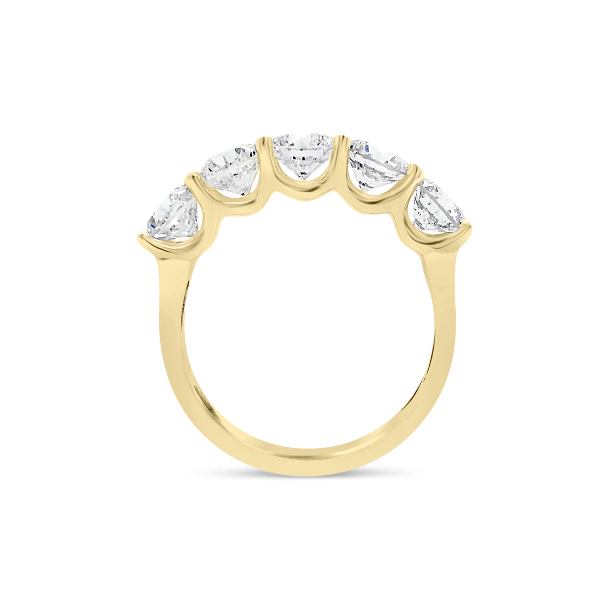 5 Stone Diamond Anniversary Ring  -18k gold weighing 3.22 grams  -5 round diamonds weighing 2.37 carats F Color SI1-SI2 in Clarity