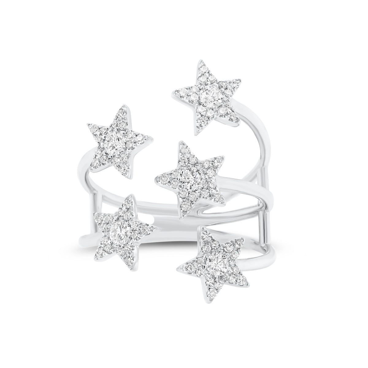 Diamond Shooting-Star Ring  -14k gold weighing 2.98 grams  -80 round pave-set diamonds weighing .33 carats