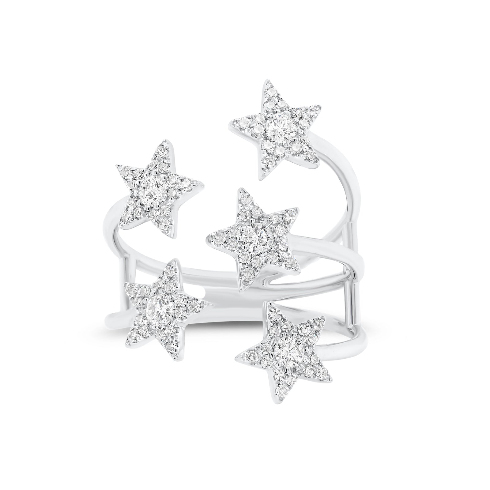 Diamond Shooting-Star Ring  -14k gold weighing 2.98 grams  -80 round pave-set diamonds weighing .33 carats