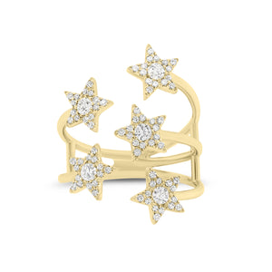 Diamond Shooting-Star Ring  -14k gold weighing 2.98 grams  -80 round pave-set diamonds weighing .33 carats