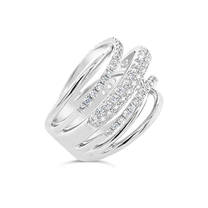 Diamond & Gold Strand Fashion Ring  -18k gold weighing 10.20 grams  -97 round diamonds 1.11 carats