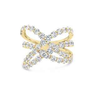 Diamond Scribble Ring  -18K gold weighing 7.19 grams  -59 round diamonds totaling 2.81 carats