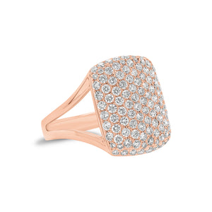 Pave Diamond Pillow Ring - 14K gold weighing 4.83 grams  - 115 round diamonds weighing 1.49 carats