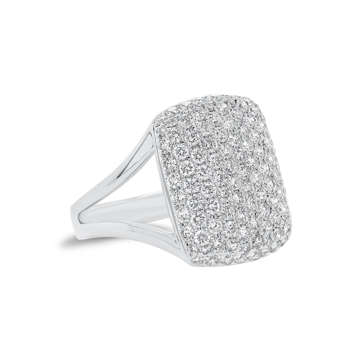 Pave Diamond Pillow Ring - 14K gold weighing 4.83 grams  - 115 round diamonds weighing 1.49 carats