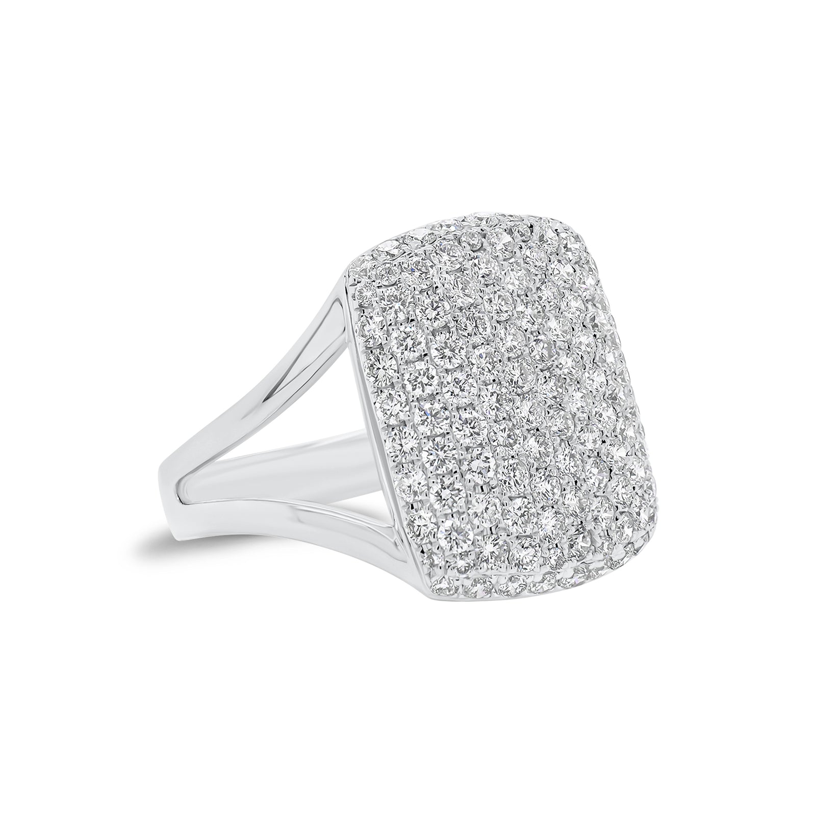 Pave Diamond Pillow Ring - 14K gold weighing 4.83 grams  - 115 round diamonds weighing 1.49 carats
