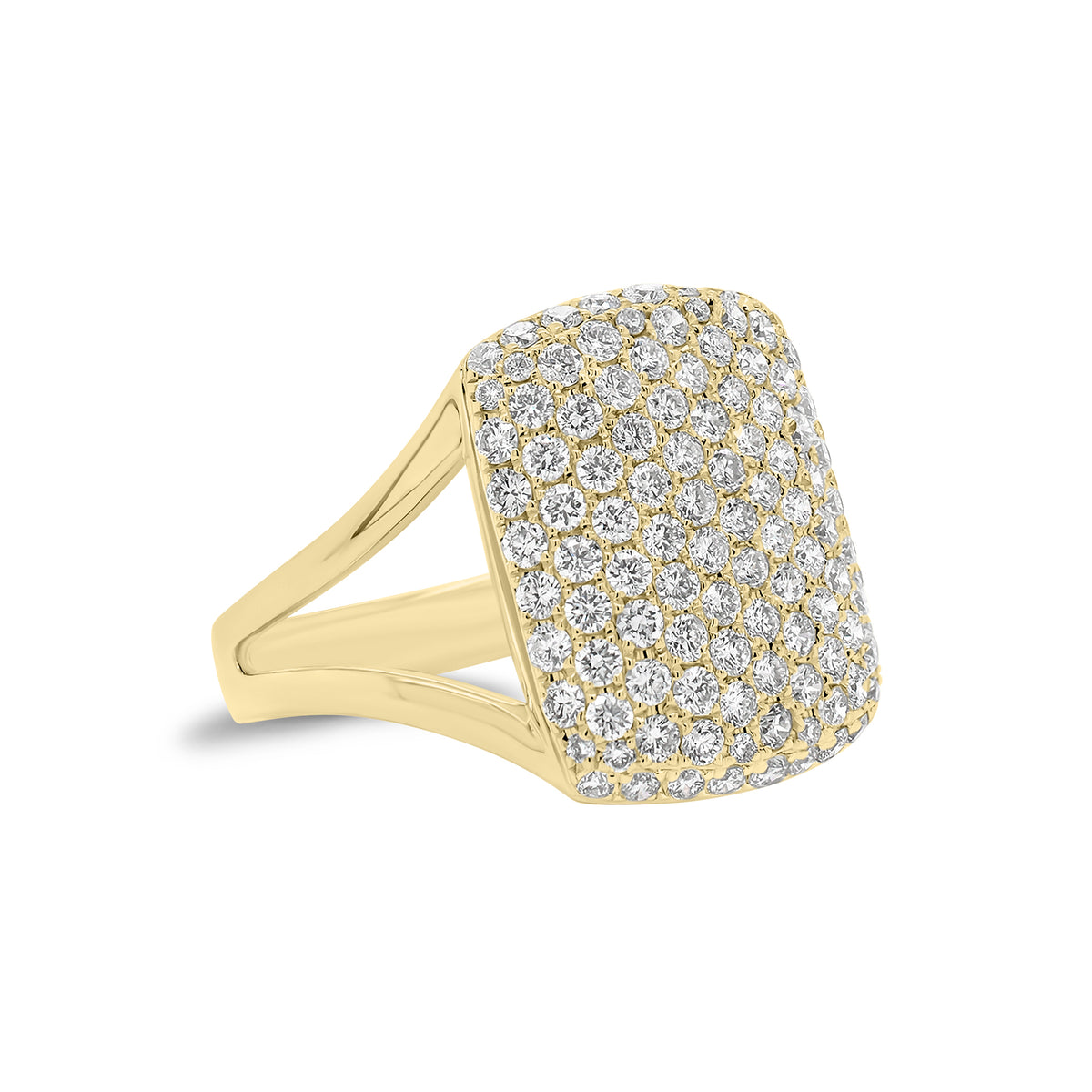 Pave Diamond Pillow Ring - 14K gold weighing 4.83 grams  - 115 round diamonds weighing 1.49 carats