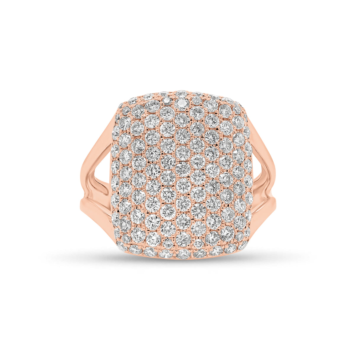Pave Diamond Pillow Ring - 14K gold weighing 4.83 grams  - 115 round diamonds weighing 1.49 carats