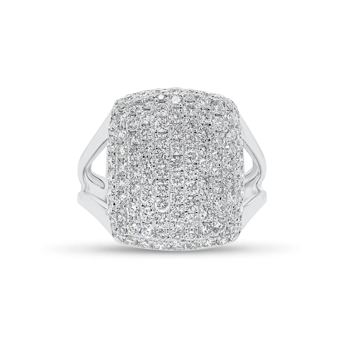 Pave Diamond Pillow Ring - 14K gold weighing 4.83 grams  - 115 round diamonds weighing 1.49 carats