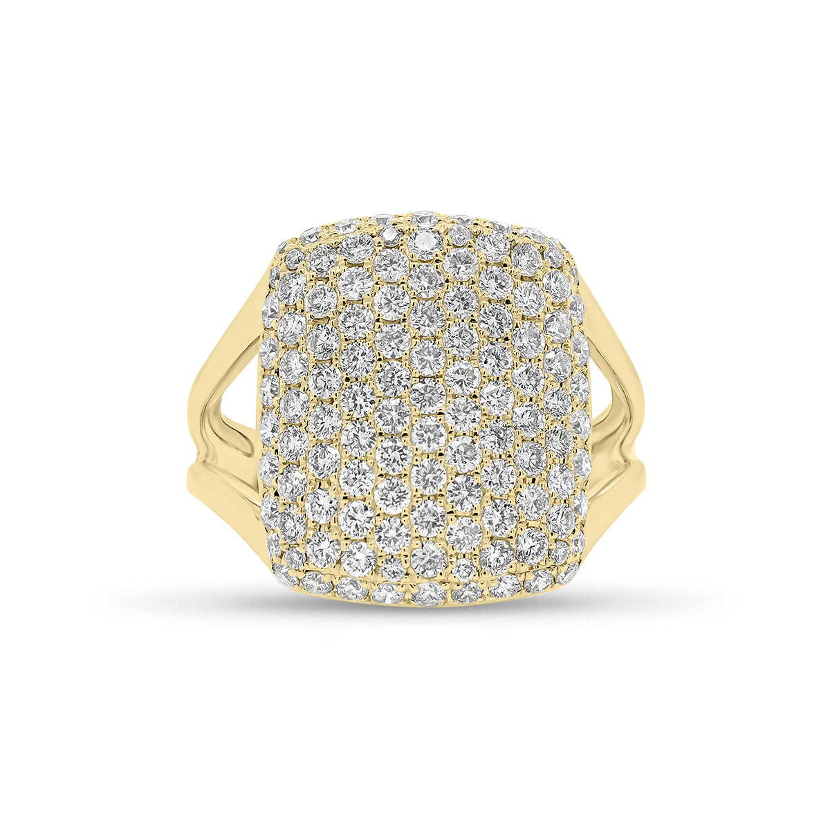 Pave Diamond Pillow Ring - 14K gold weighing 4.83 grams  - 115 round diamonds weighing 1.49 carats