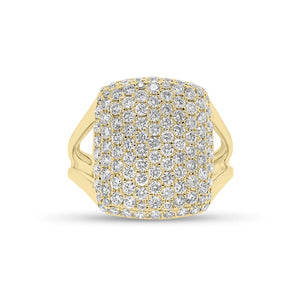 Pave Diamond Pillow Ring - 14K gold weighing 4.83 grams  - 115 round diamonds weighing 1.49 carats