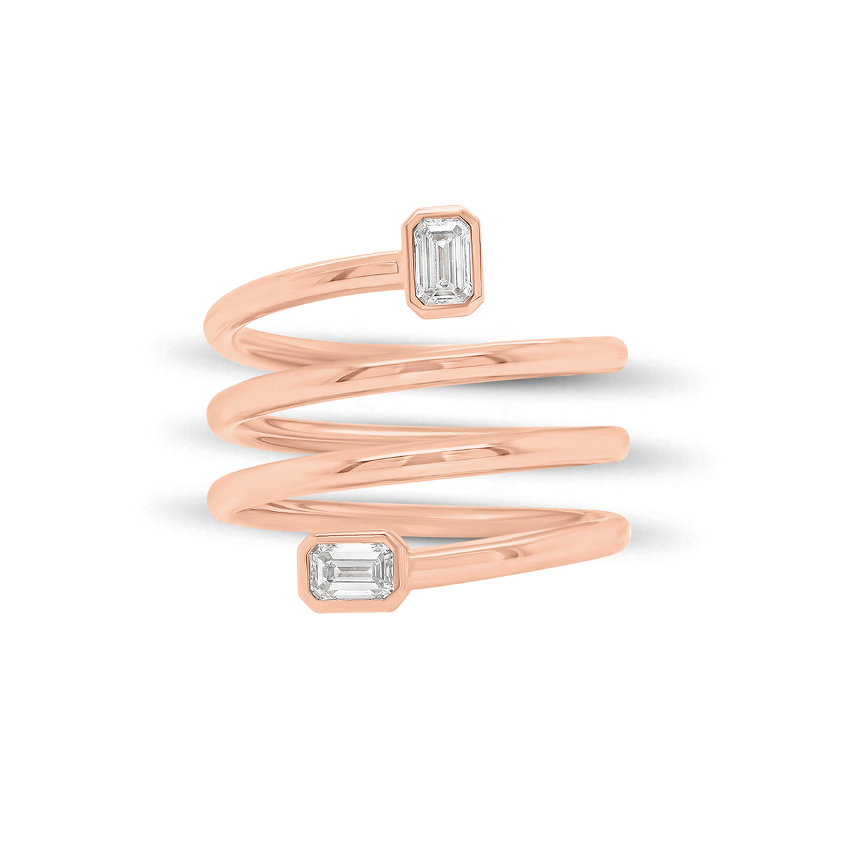 Emerald-Cut Diamond Wrap Ring - 14K gold weighing 7.06 grams  - 2 emerald-cut diamonds weighing 0.50 carats