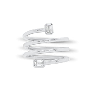 Emerald-Cut Diamond Wrap Ring - 14K gold weighing 7.06 grams  - 2 emerald-cut diamonds weighing 0.50 carats