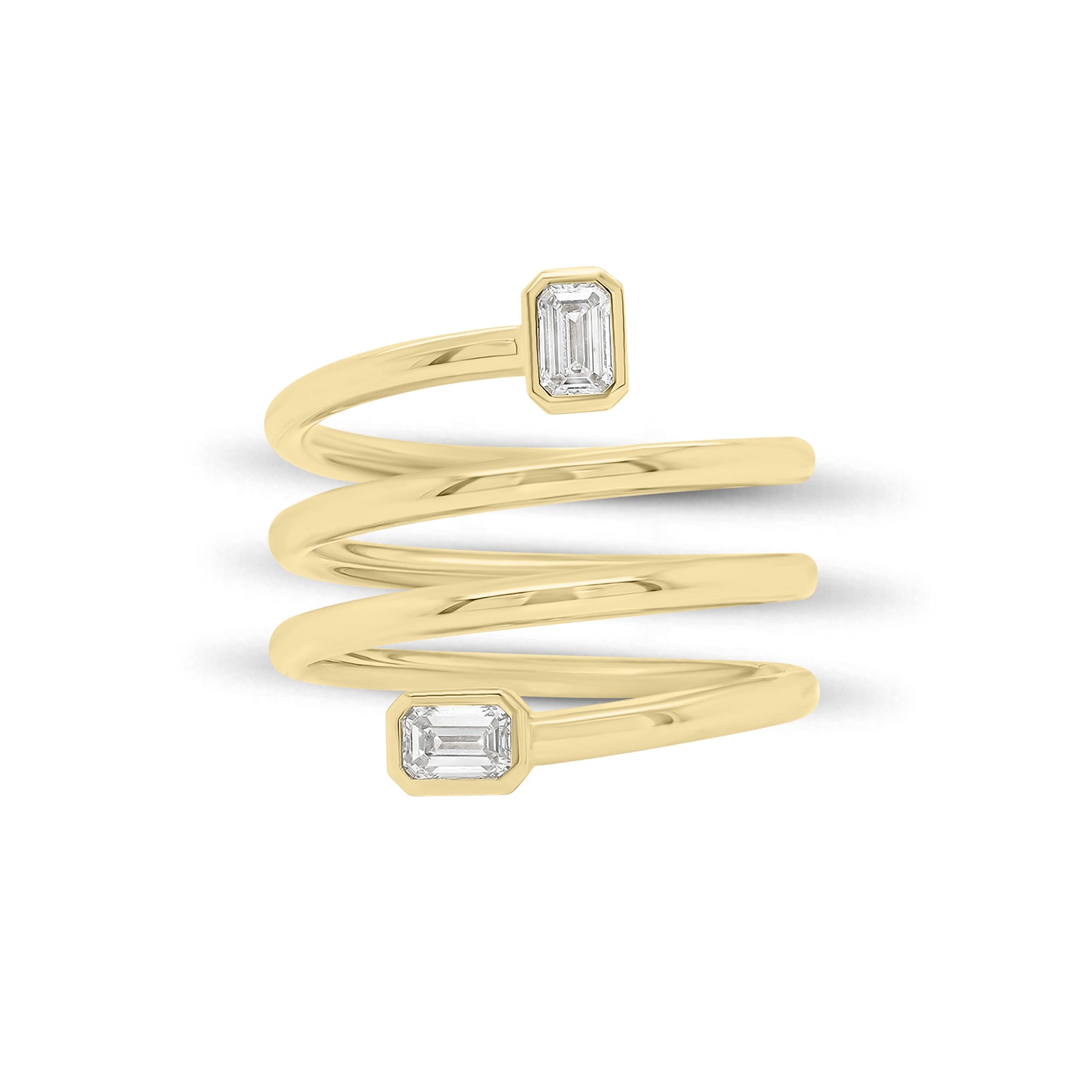 Emerald-Cut Diamond Wrap Ring - 14K gold weighing 7.06 grams  - 2 emerald-cut diamonds weighing 0.50 carats