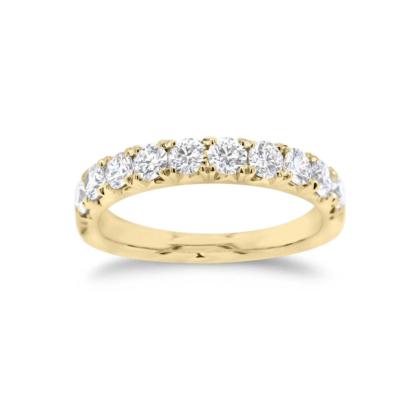 1 ct Diamond Wedding Band  - 18K gold weighing 3.33 grams  - 11 round diamonds totaling 1.0 carat