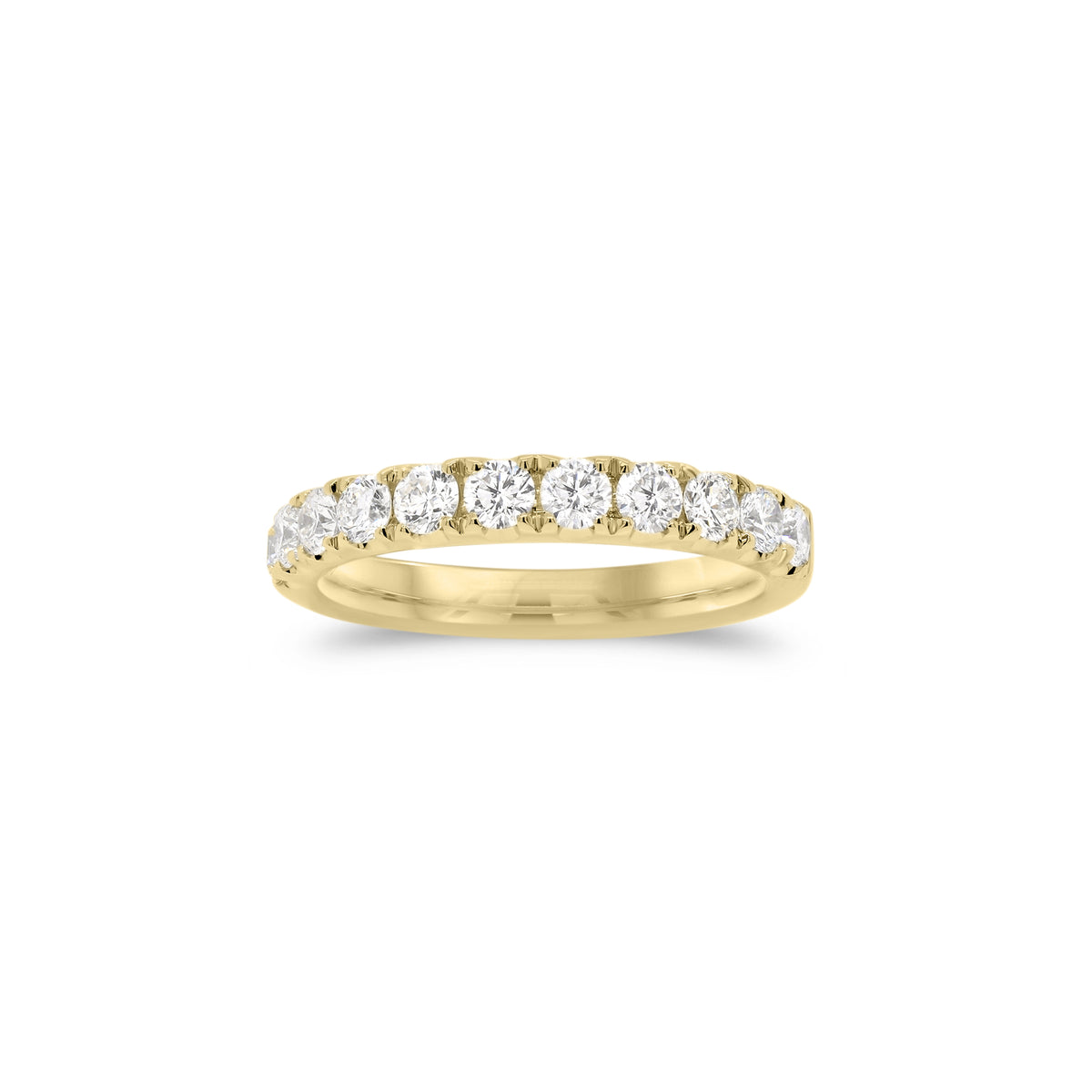 11-Diamond Wedding Band  - 18K gold weighing 4.17 grams  - 11 round diamonds totaling 0.83 carats