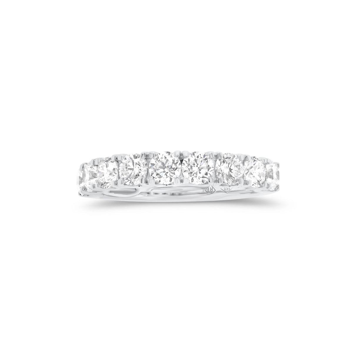 9-Diamond Wedding Band  - 18K gold weighing 2.88 grams  - 9 round diamonds totaling 1.33 carats
