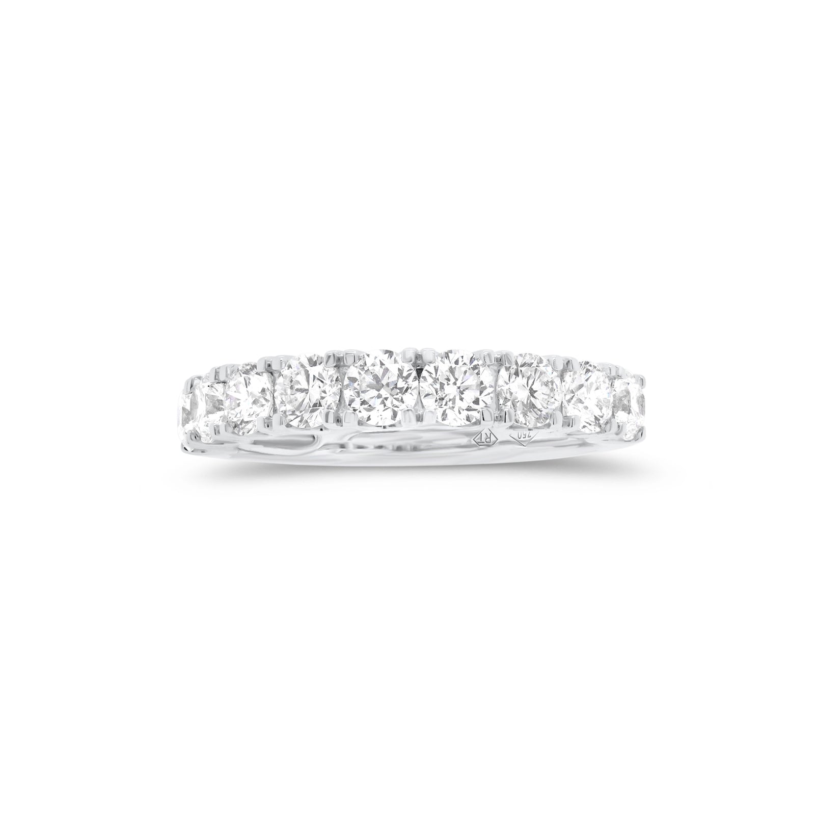 9-Diamond Wedding Band  - 18K gold weighing 2.88 grams  - 9 round diamonds totaling 1.33 carats
