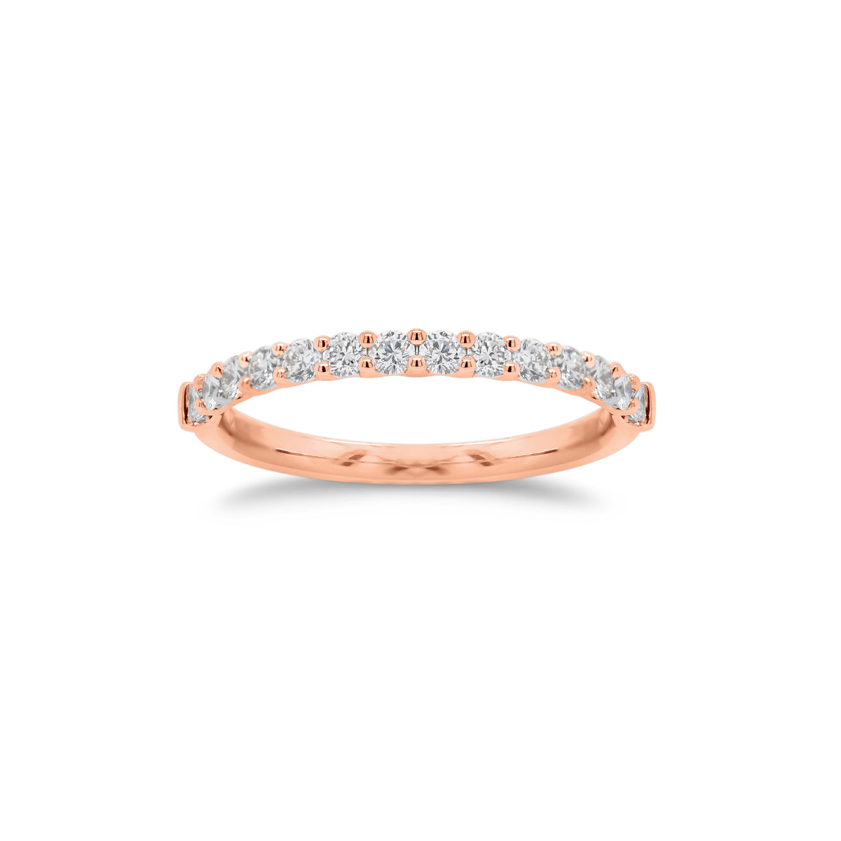 Simple Diamond Wedding Band  - 18K gold weighing 1.60 grams  - 15 round diamonds totaling 0.43 carats