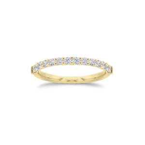 Simple Diamond Wedding Band  - 18K gold weighing 1.60 grams  - 15 round diamonds totaling 0.43 carats