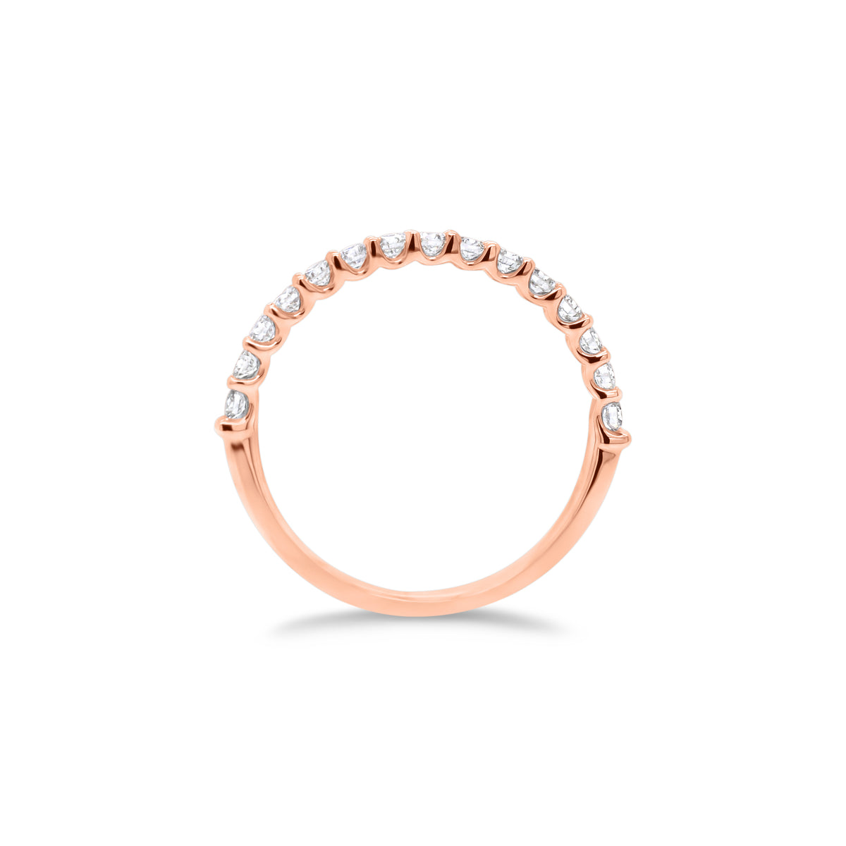 Simple Diamond Wedding Band  - 18K gold weighing 1.60 grams  - 15 round diamonds totaling 0.43 carats