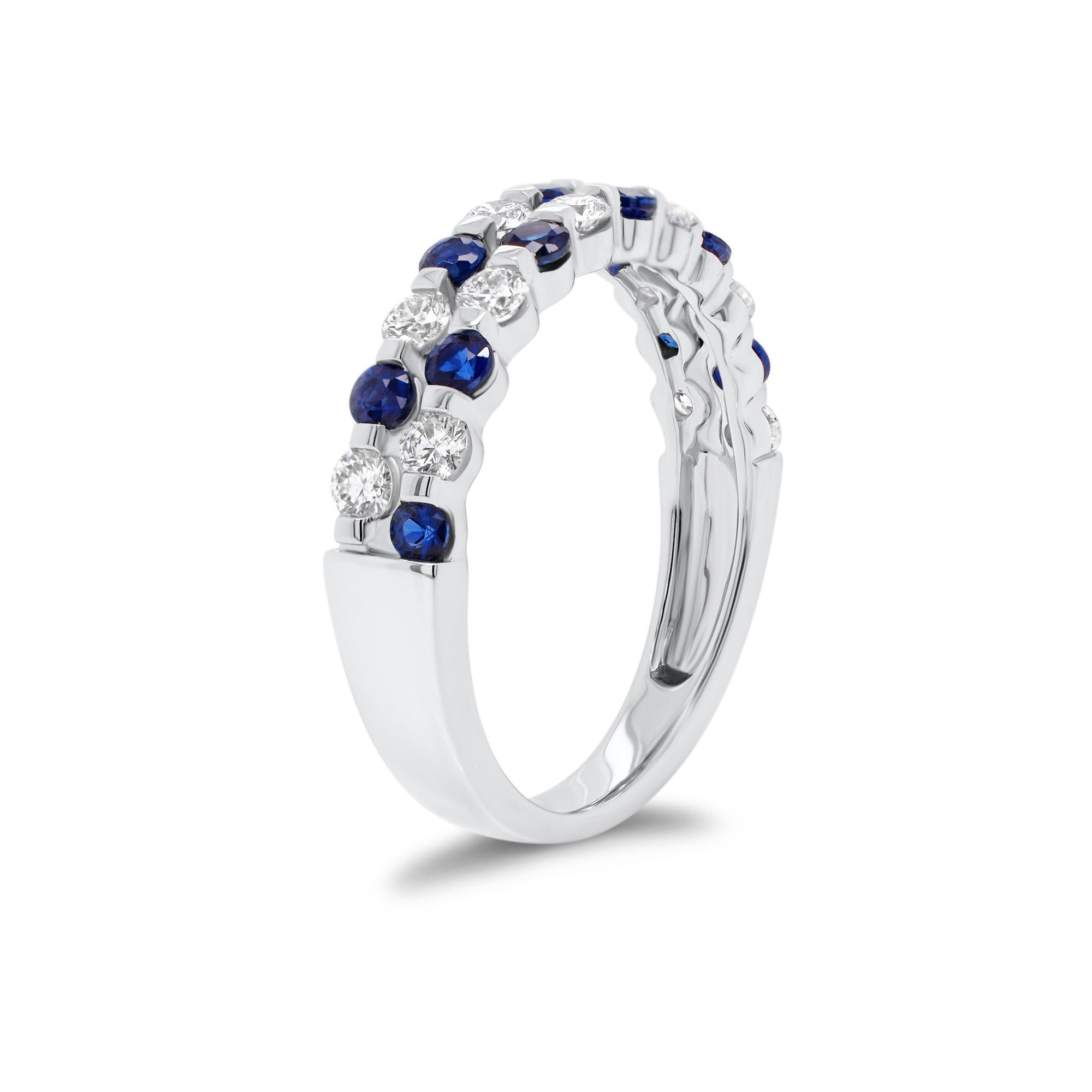Sapphire & Diamond Double-Row Ring - Nuha Jewelers