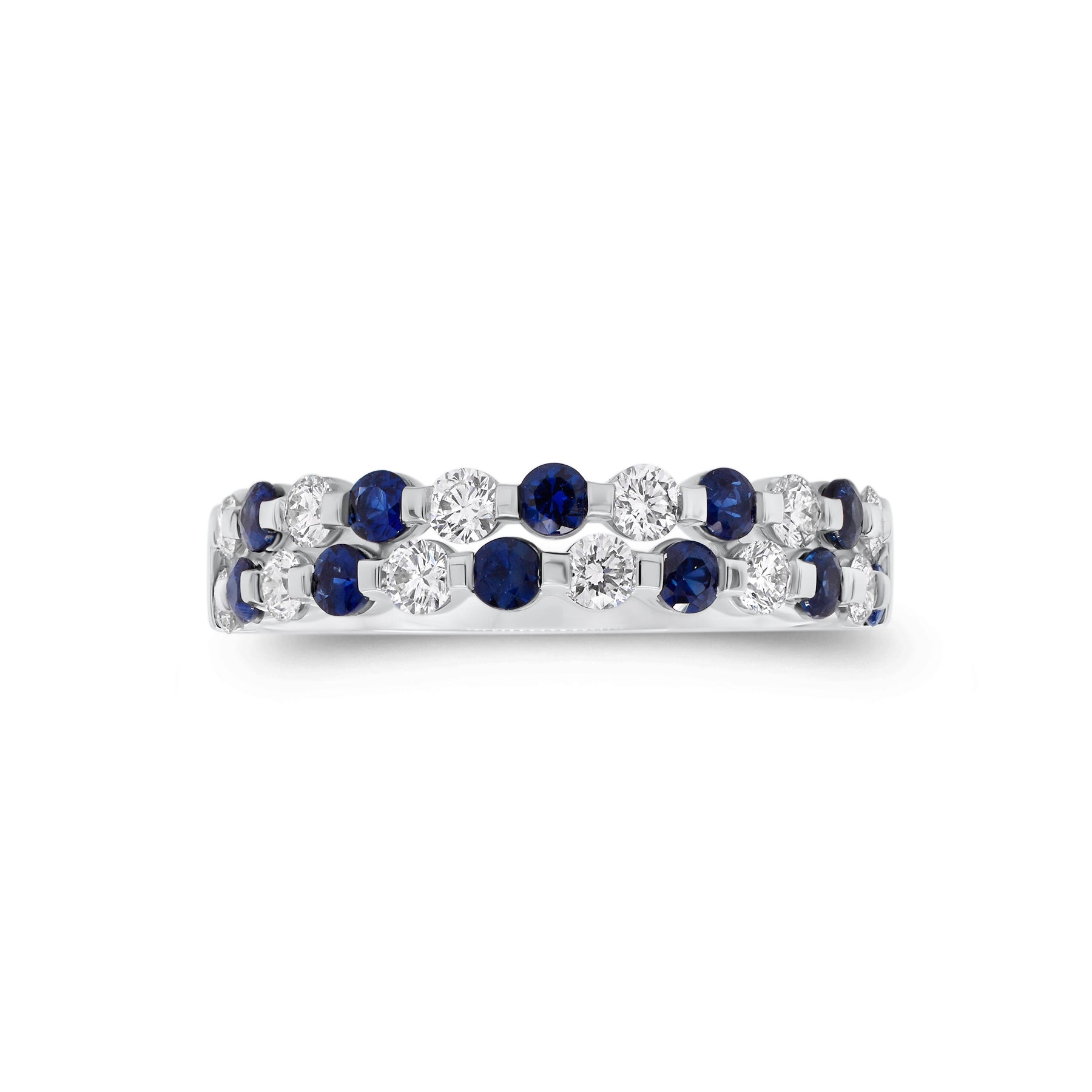 Sapphire & Diamond Double-Row Ring - Nuha Jewelers