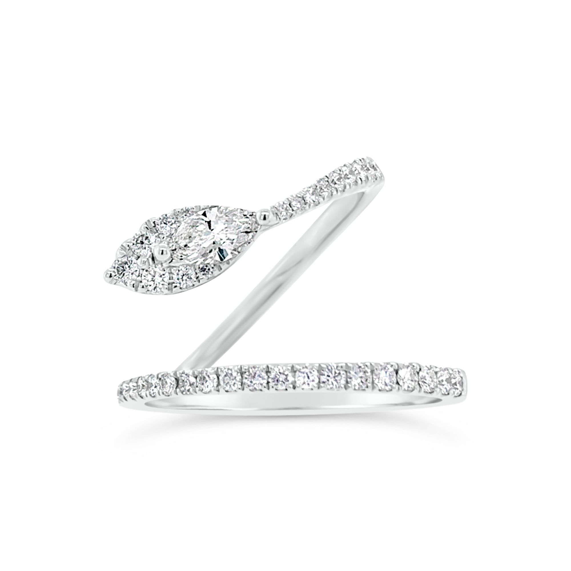Diamond Snake Band with Marquise - white gold with 37 round diamonds weighing .36cts -1 marquee diamond weighing .24cts