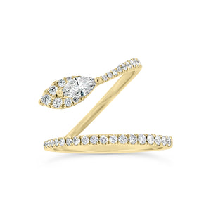 Diamond Snake Band with Marquise - yellow gold with 37 round diamonds weighing .36cts -1 marquee diamond weighing .24cts