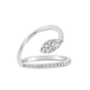 Diamond Snake Band with Marquise - white gold with 37 round diamonds weighing .36cts -1 marquee diamond weighing .24cts